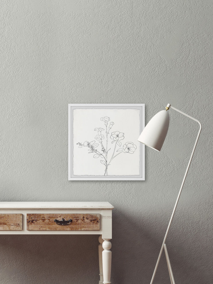 "Flower Sketch" Framed Painting Print, 32x32
