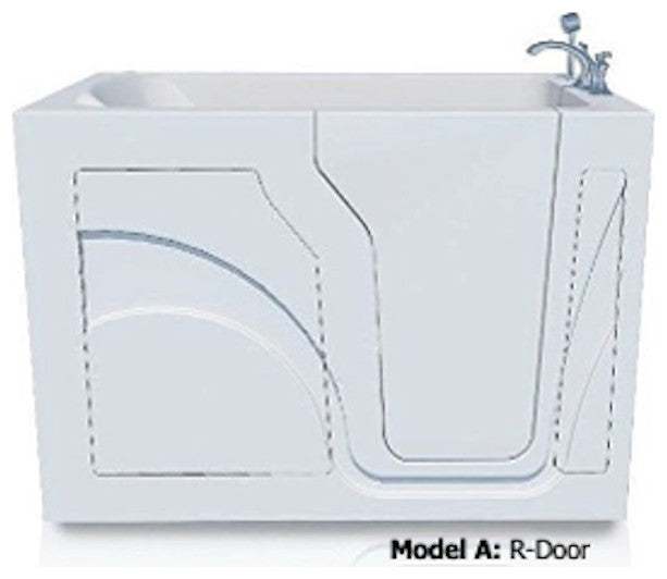 HealthSmart Walk-In Bathtub, Extended (60"), Soaker, Right Hand Door