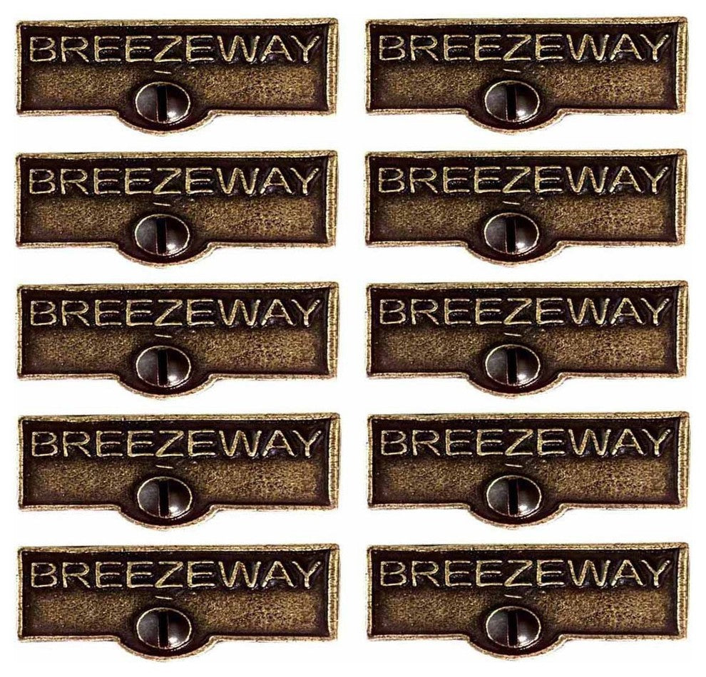 10 Switch Plate Tags BREEZEWAY Name Signs Labels Cast Brass