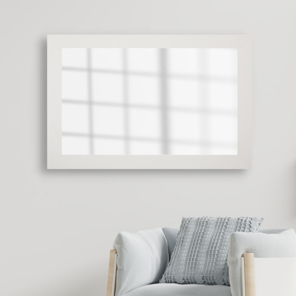 Pendleton Framed Wall Mirror, Rustic White, 20" X 60"