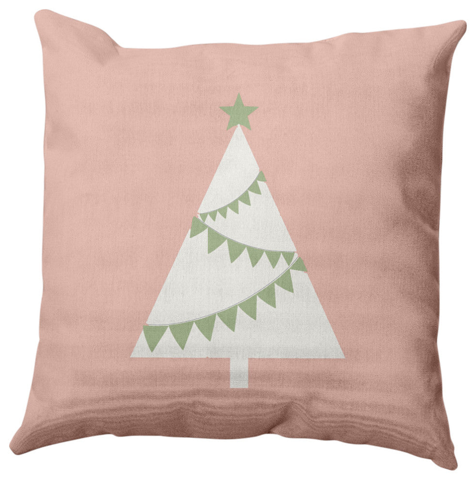 Garland Tree Decorative Throw Pillow, Peach, 16"x16"