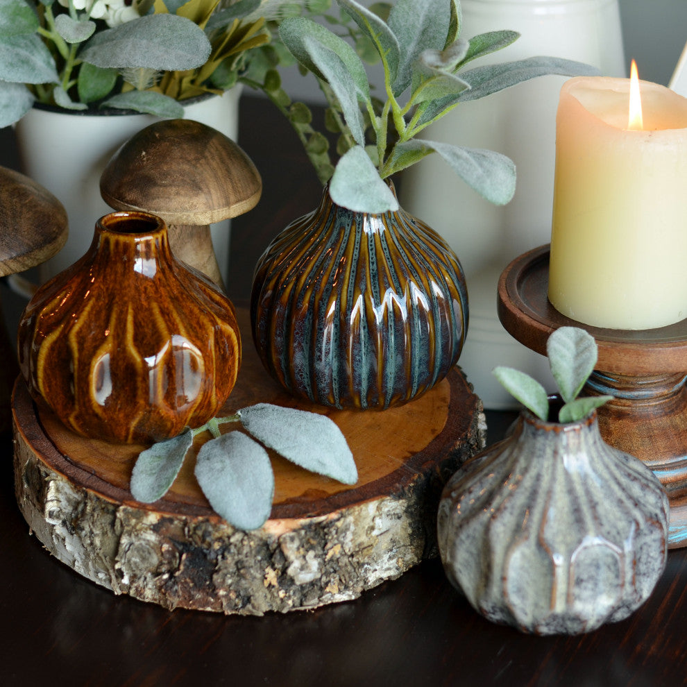 3 Piece Reactive Glazed Vase Set
