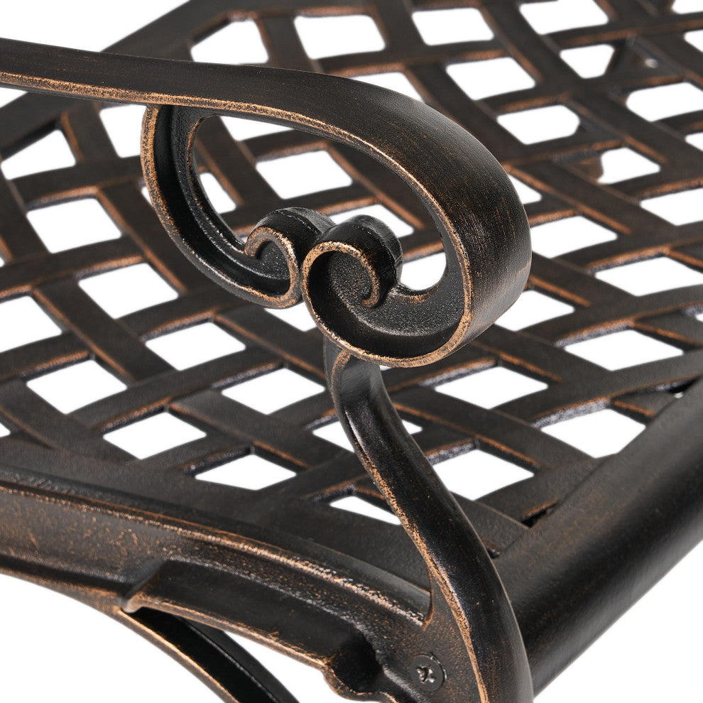 GDF Studio Eastwood Antique Copper Cast Aluminum Garden Bench
