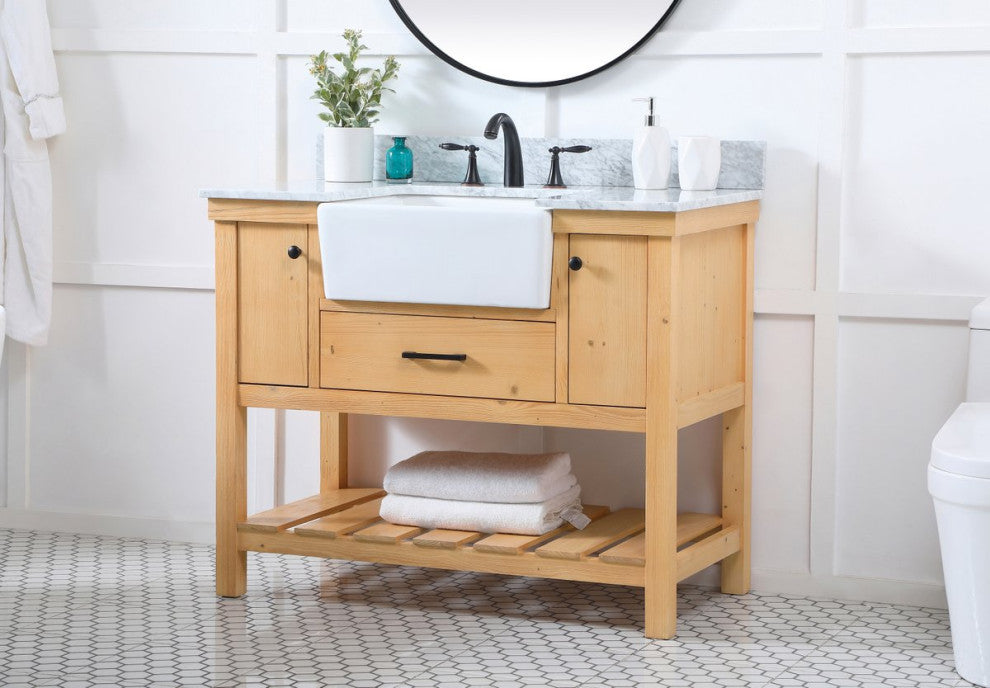 Home Living 22" Farmhouse Natural Wood-Light Bathroom Vanity