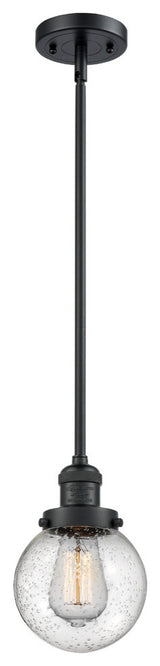 Beacon LED Mini Pendant, Matte Black, Glass: Seedy