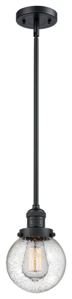 Beacon LED Mini Pendant, Matte Black, Glass: Seedy