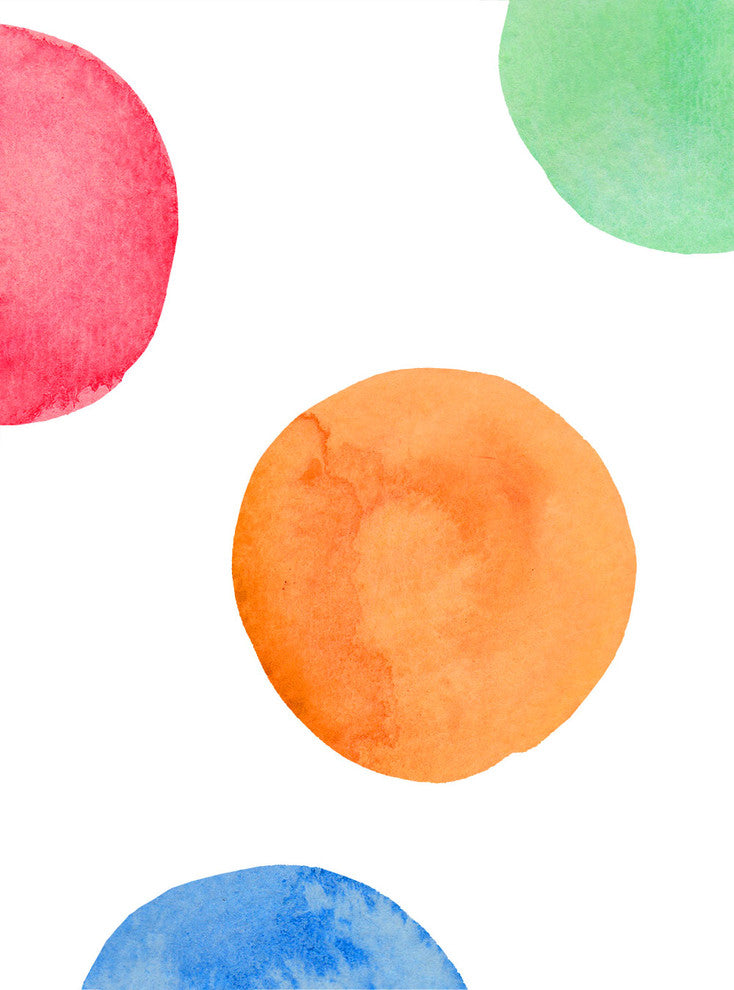 Watercolor Dots Vinyl Wall Stickers, Rainbow