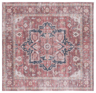 Safavieh Arizona Machine-Washable Collection ARZ247 Rug, Dark Red/Beige, 6' Square