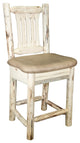 Montana Counter Height Bar Stool With Back, Buckskin Upholstery, Ready to Finish