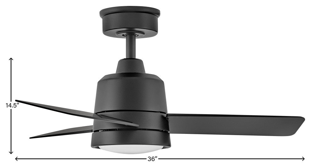 Chet 36" Ceiling Fan, Matte Black