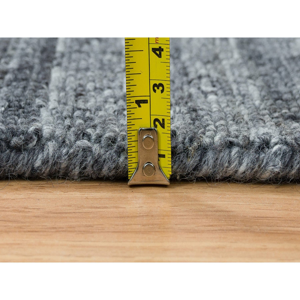 Arsenic Gray Hand Loomed Modern Striae Wool XL Runner Oriental Rug 2'6"x15'10"