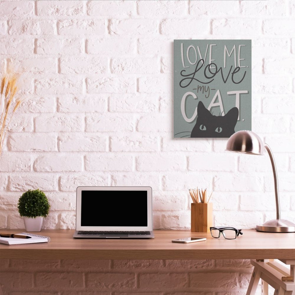 Love Me Love My Cat Phrase Black Cat Green Quote,1pc, each 24 x 30