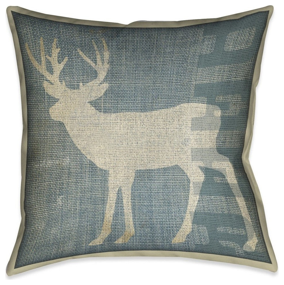Laural Home Lodge Deer Patch 18" X 18" Indoor Decorative Pillow