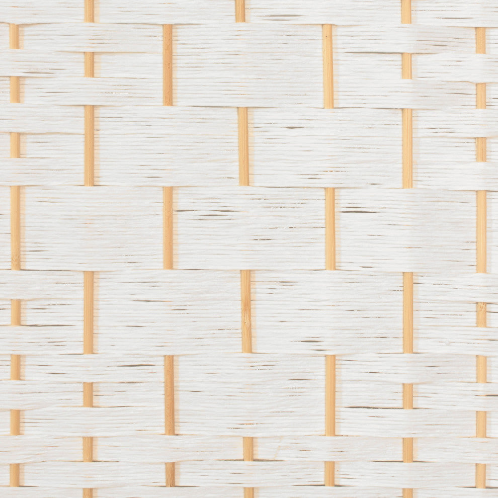 3 ft. Short Fiber Weave Room Divider White 4 Panels