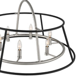 6-Light Chandeiler, Black+Nickel