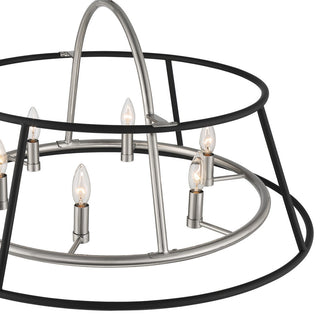 6-Light Chandeiler, Black+Nickel