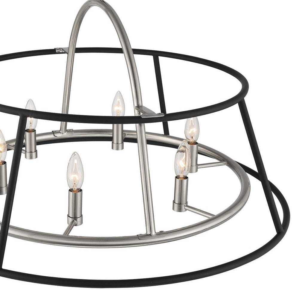 6-Light Chandeiler, Black+Nickel