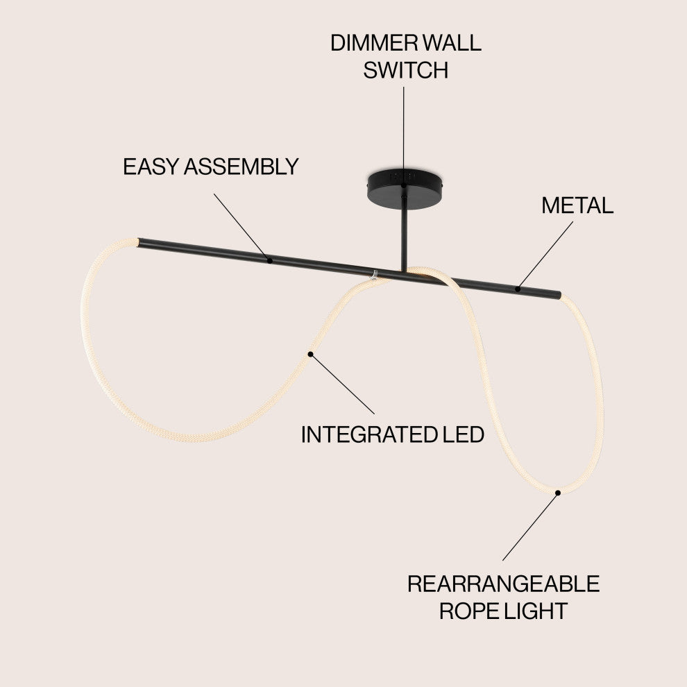 360 Adjustable Silicone Neon Rope Dimmable Linear Integrated LED Flush Mount