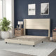 Hollis Upholstered Platform Bed with Wingback Headboard w/Mattress Foundation, Beige, Queen