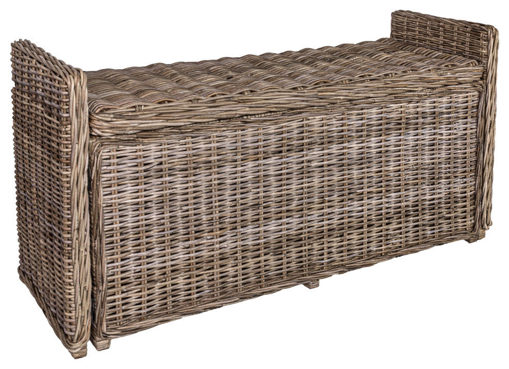 Happimess Naples 47.50" Wicker Trunk Storage Bench, Gray