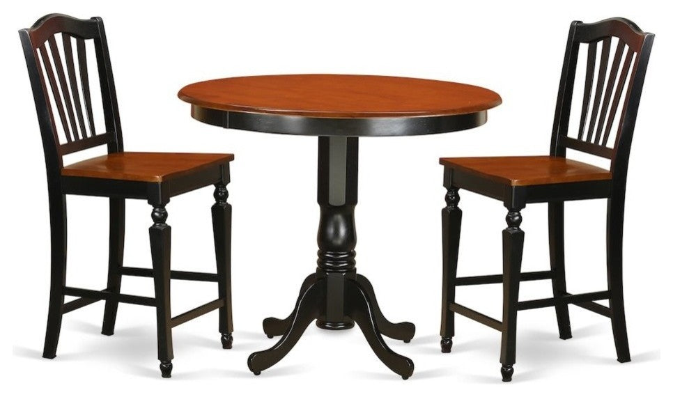 3-Piece Counter Height Table And Chair Set, Pub Table And 2 Kitchen Chairs