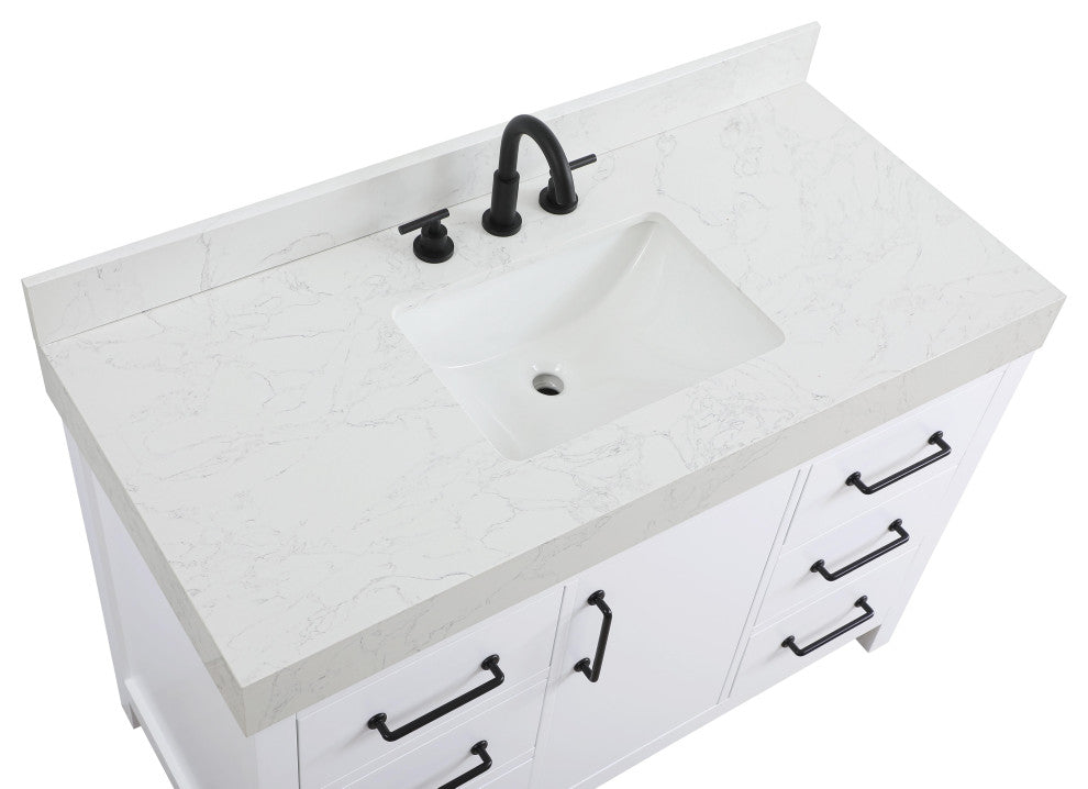 Home Living 48" Single Bathroom Vanity, White With Backsplash