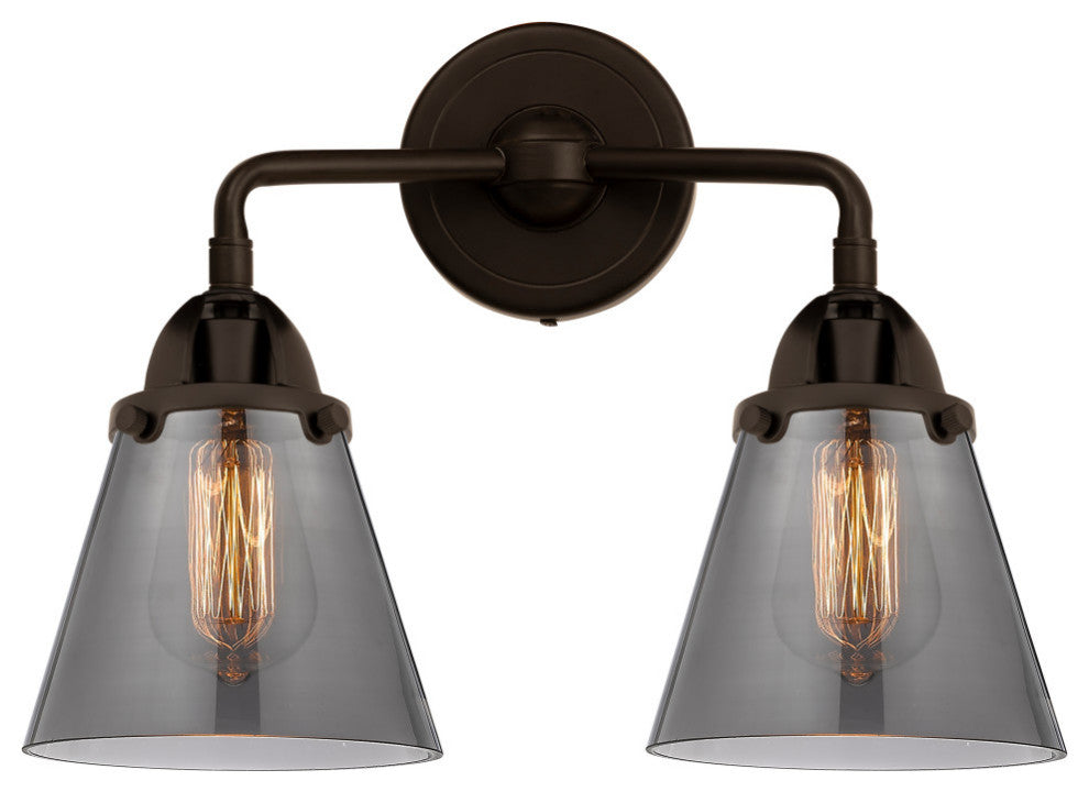 Small Cone Bath Vanity Light, Oil Rubbed Bronze, Plated Smoke, Plated Smoke