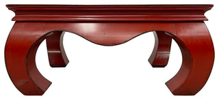 Consigned Vintage Chinese Red Lacquered Ming Dynasty Style Coffee Table