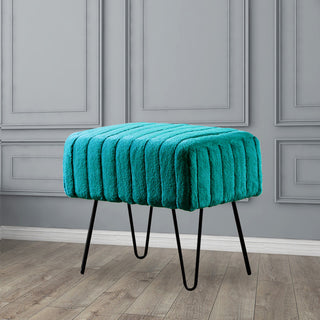 Serenta Super Mink Ottoman, Tile Blue, 19''x13''x17''