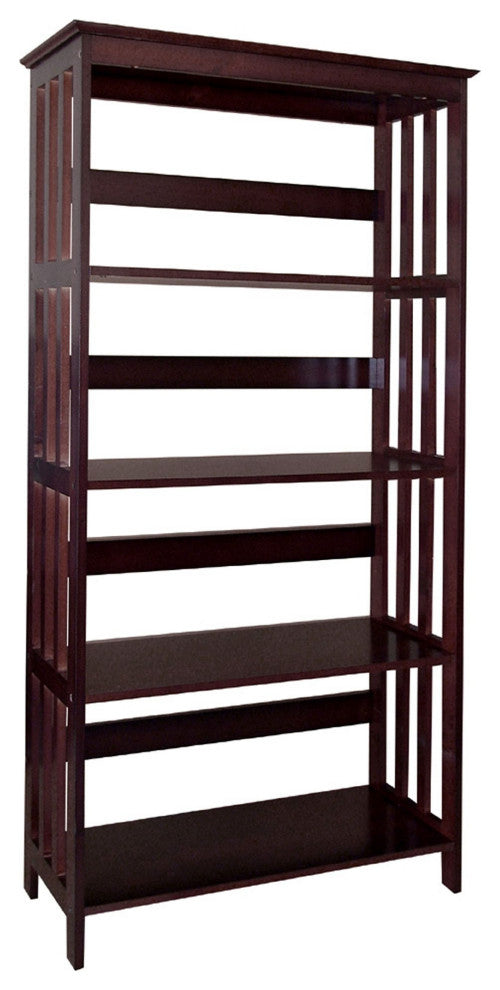 Dark Espresso Mission Style Four Shelf Tower Bookcase