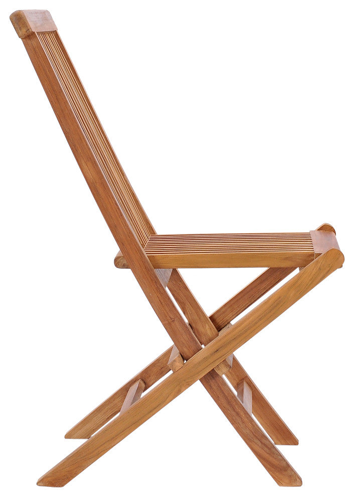 Teak Wood California Folding Outdoor Patio Side Chair, A-Grade Teak, Set of 2