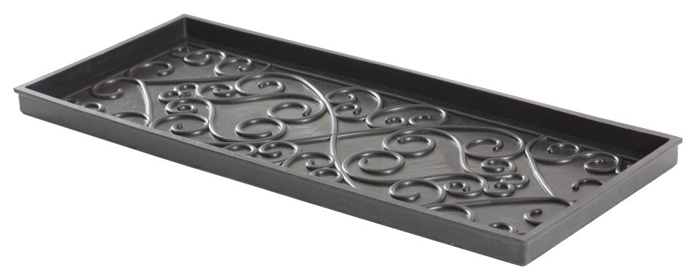 34.5"x14"x1.5" Rubber Boot Tray With Rectangle Embossed Coir Insert
