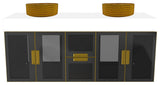 Modern Wall-Mount Vanity With Top & 14" Sink, Gold, 60"