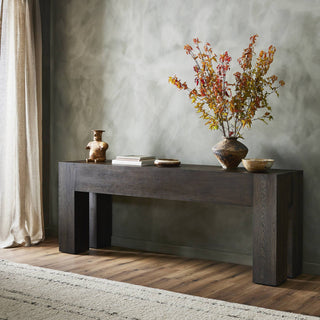 Abaso Console Table Ebony Rustic Wormwood Oak