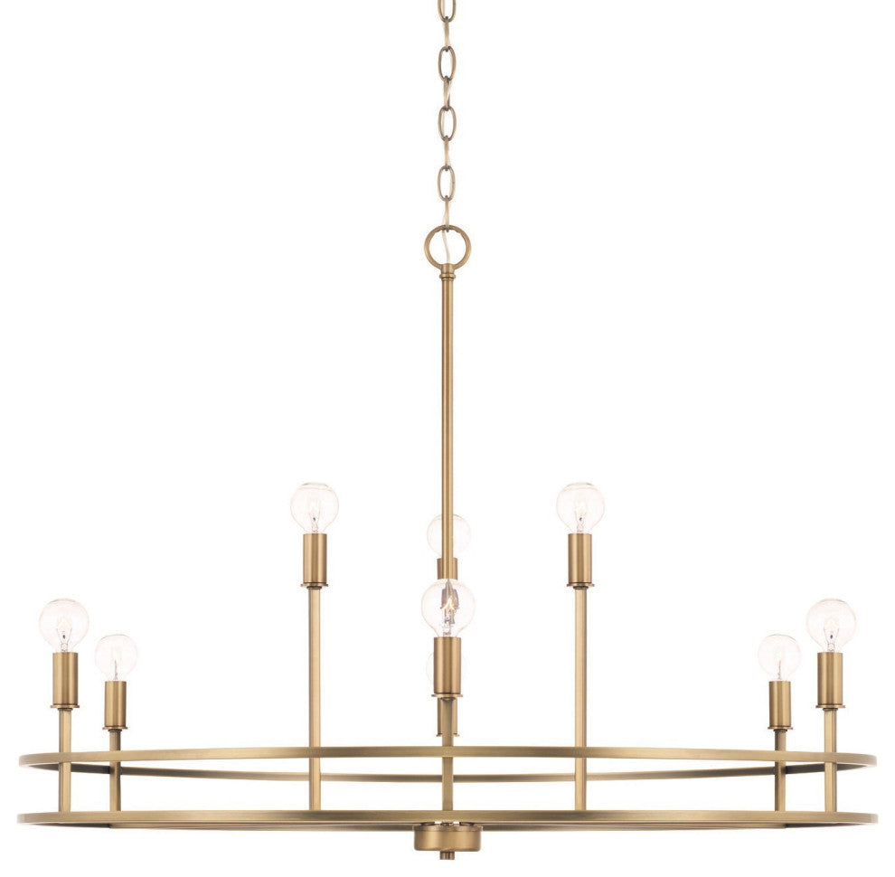 Capital Lighting 448791 Fuller 9 Light 35"W Ring Chandelier - Aged Brass