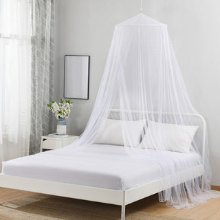 Oasis Round Collapsible Hoop Sheer Mosquito Net Bed Canopy, White