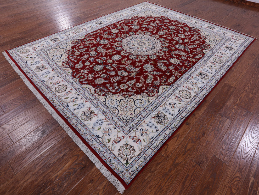Wool & Silk Persian Nain Hand Knotted Rug 8' 0" X 10' 2" - Q14720
