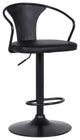 Black Faux Leather & Metal Base Adjustable Bar Stool