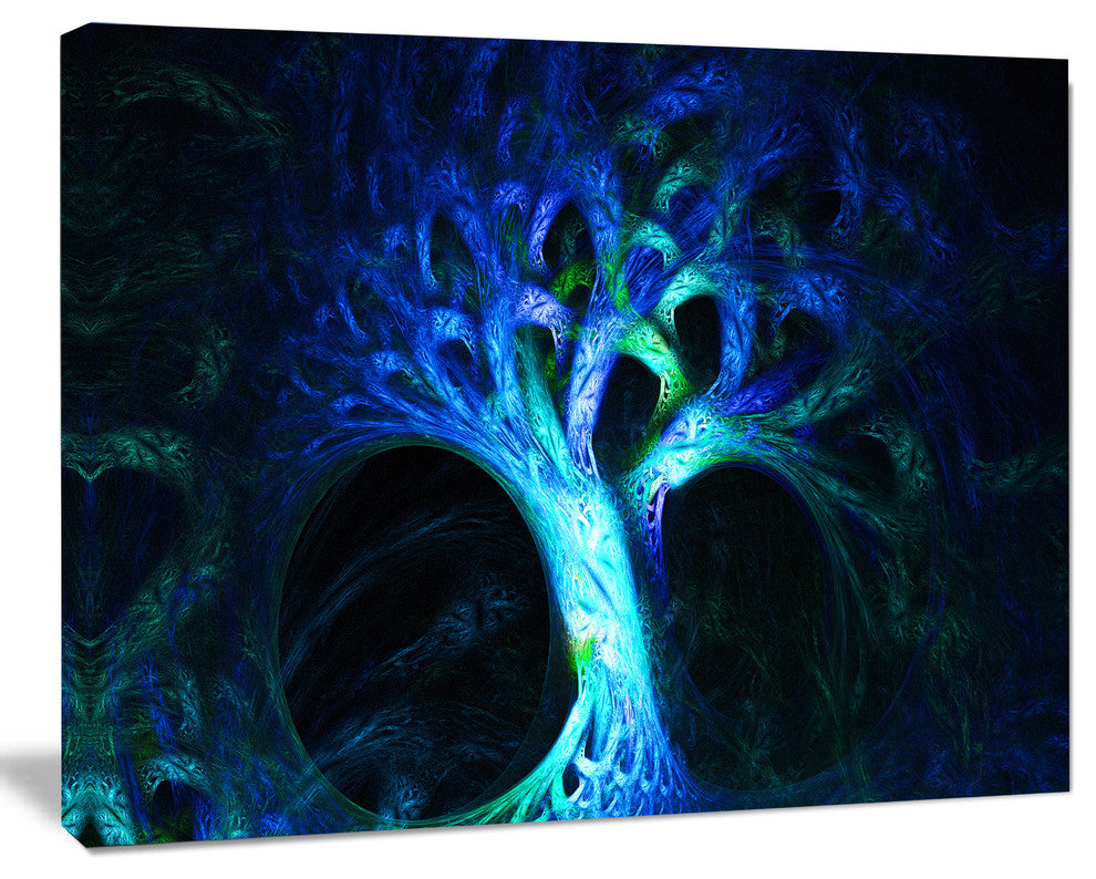 Magical Blue Psychedelic Tree, Oversized Abstract Canvas Art Print, 60x40
