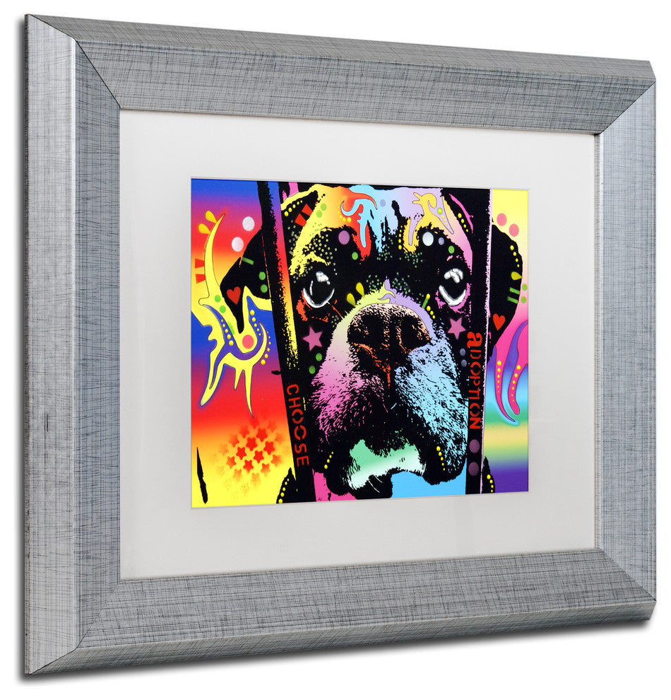 Dean Russo 'Choose Adoption Boxer' Art, Silver Frame, 11"x14", White Matte