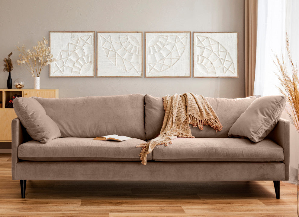Yadirah Wall Art Set, Rustic Brown/White, 4 Piece, 12"x12"