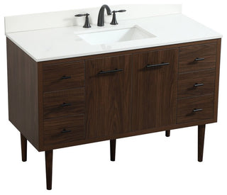 Home Living 22" Midcentury Modern Walnut-Light Bathroom Vanity