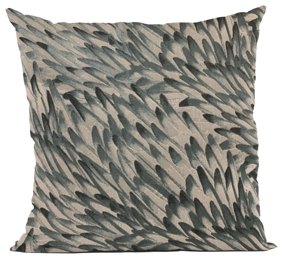 Plutus Green Black Bird Feather Animal Luxury Throw Pillow, 20"x30"