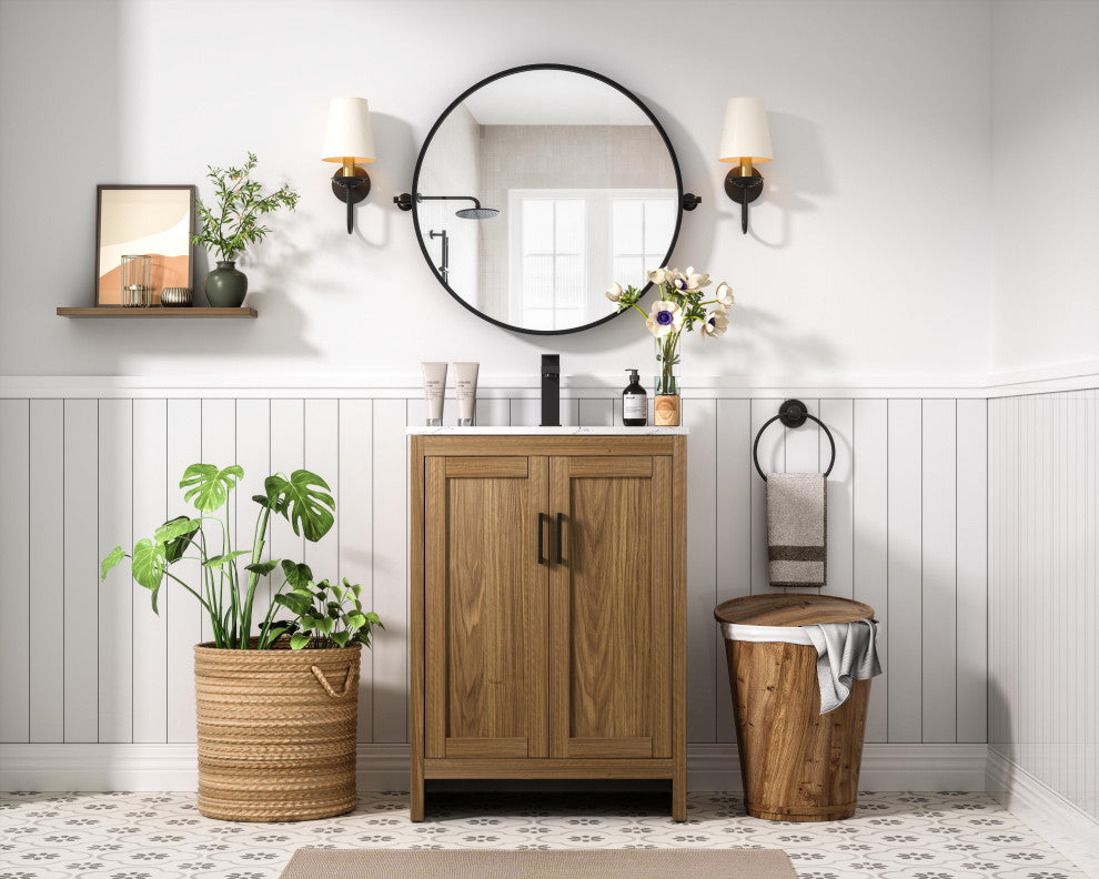 Home Living 24" Single Bathroom Vanity, Walnut Brown