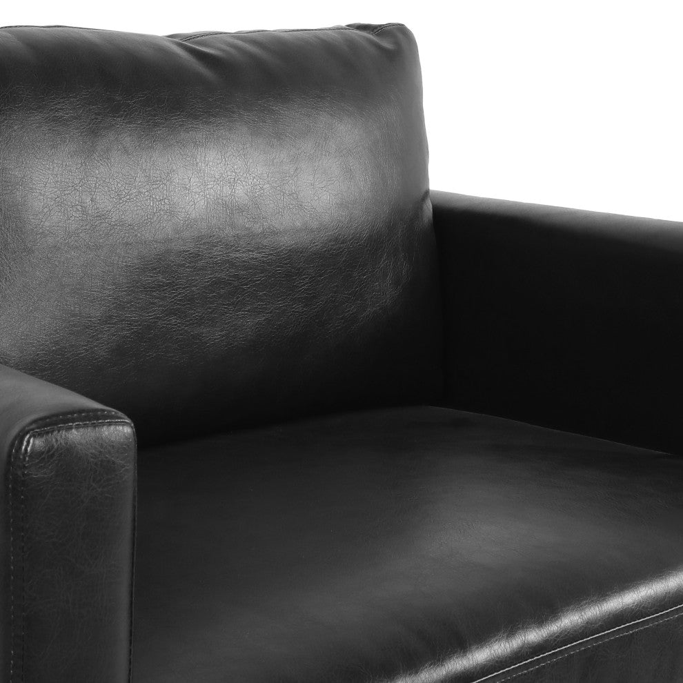 Dowd Mid Century Modern Faux Leather Club Chair, Midnight/Dark Brown