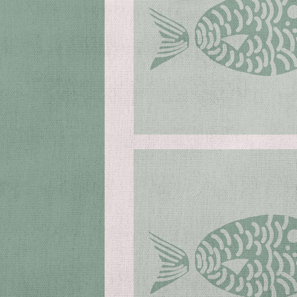 14x20" Fish Chips Nautical Decorative Indoor Pillow, Sage