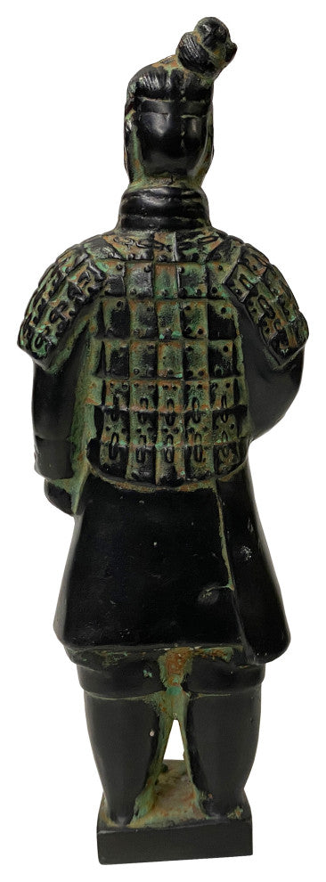 Chinese Black Green Rustic Ancient Artistic Terra Cotta Soldier Figure Hws2454