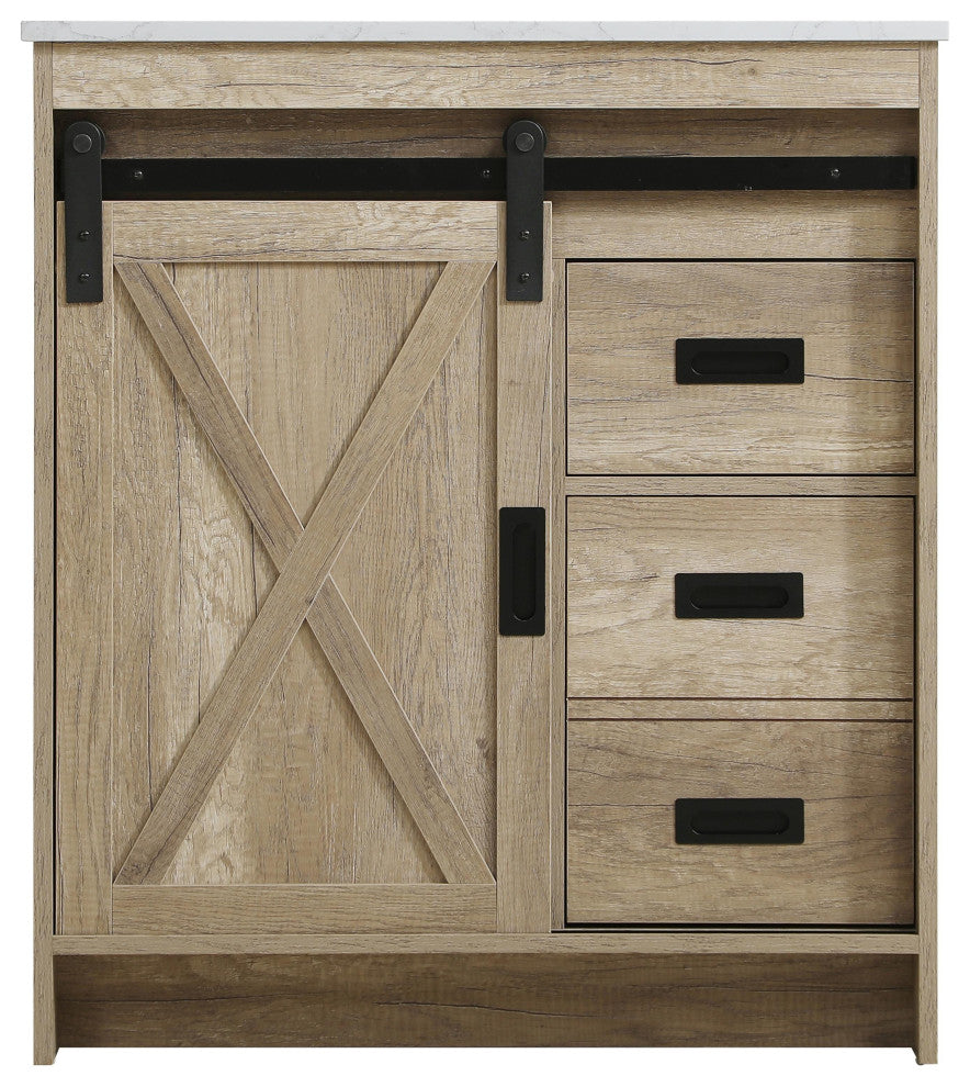 Home Living 30" Single Bathroom Vanity, Natural Oak