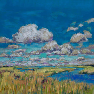 "Summer Clouds and Marsh" Painting Print on Wrapped Canvas, 48x48