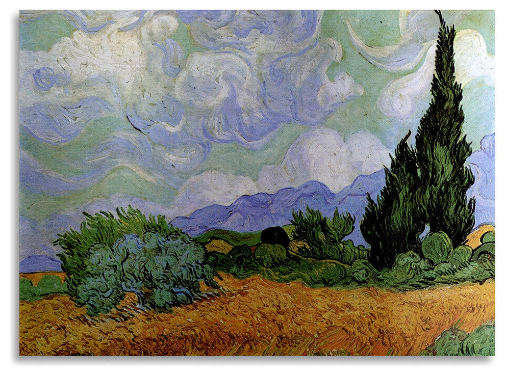 Vincent van Gogh ''Wheatfield'' Floating Brushed Aluminum Art, 22x16